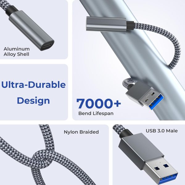 Nova USB C to USB A Adapter Black 3.3FT-2