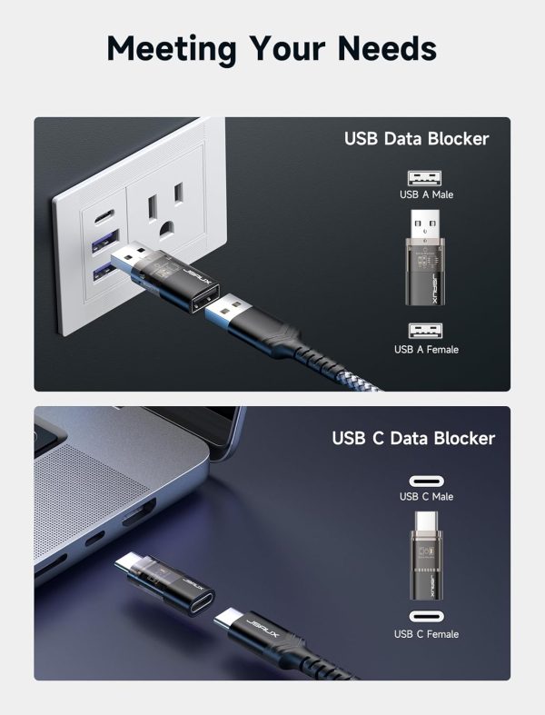 JSAUX USB C Data Blocker 4 Pack Grey Black-2
